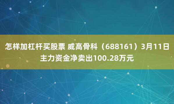 怎样加杠杆买股票 威高骨科（688161）3月11日主力资金净卖出100.28万元