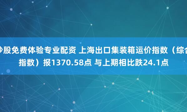 炒股免费体验专业配资 上海出口集装箱运价指数（综合指数）报1370.58点 与上期相比跌24.1点