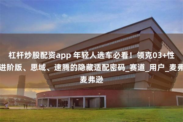 杠杆炒股配资app 年轻人选车必看！领克03+性能进阶版、思域、速腾的隐藏适配密码_赛道_用户_麦弗逊